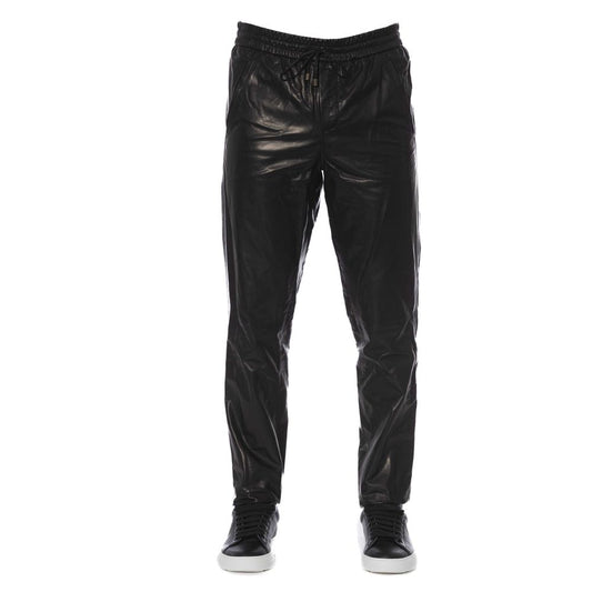 Trussardi Black Lamb Leather Men Trouser by Trussardi