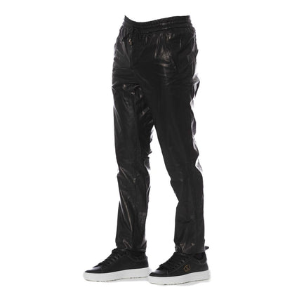 Trussardi Black Lamb Leather Men Trouser by Trussardi