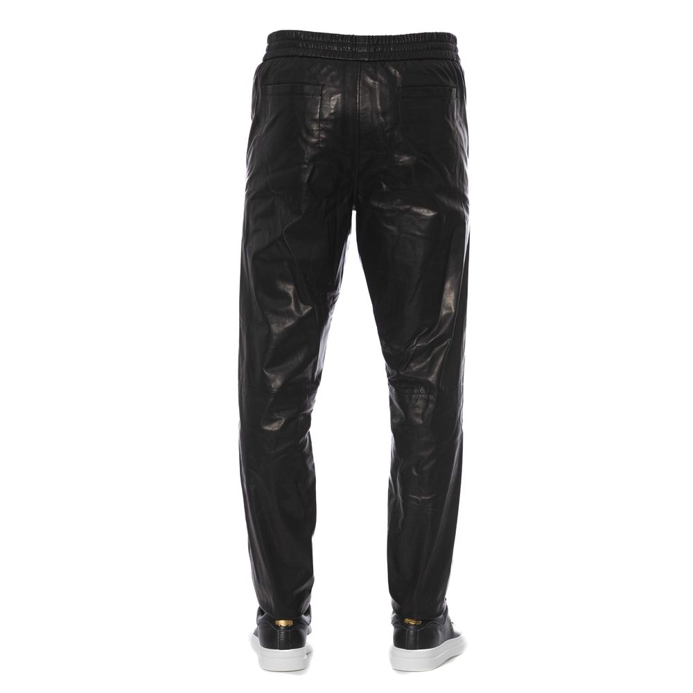 Trussardi Black Lamb Leather Men Trouser by Trussardi