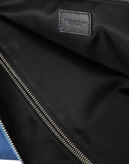 Pochette zippée élégante en nylon bleu Dolce &amp; Gabbana