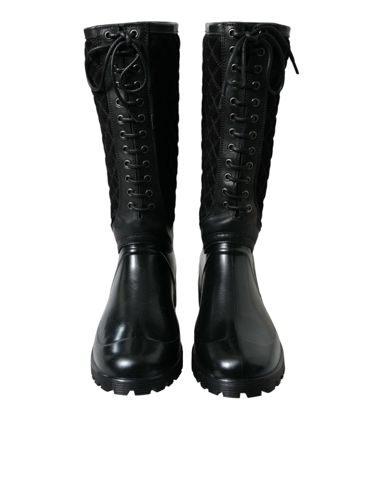 Bottes de pluie matelassées élégantes à lacets Dolce &amp; Gabbana