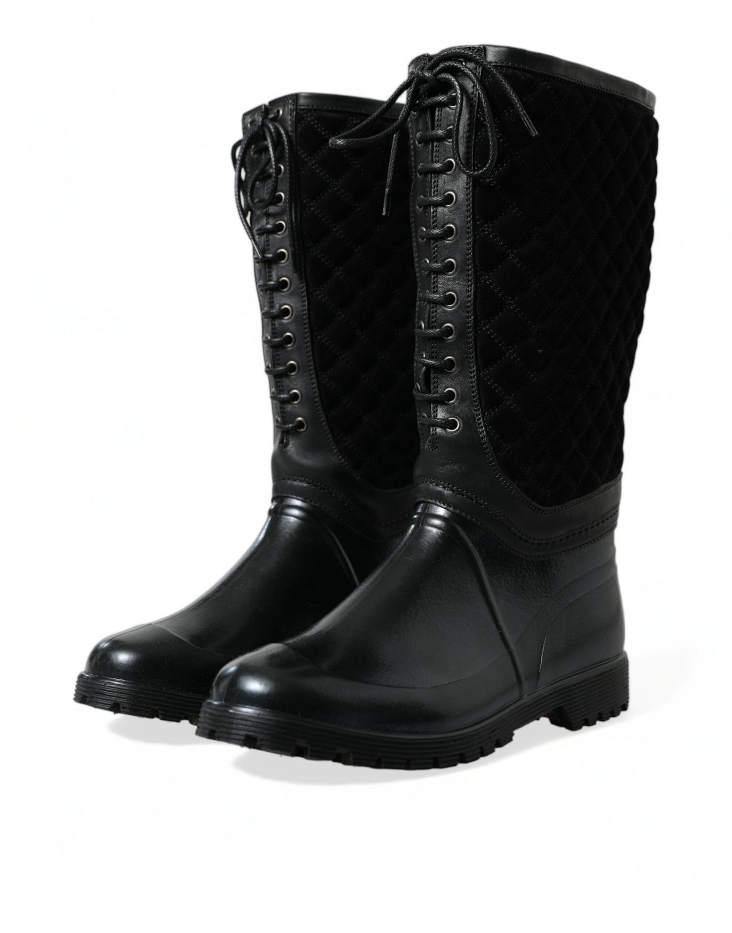 Bottes de pluie matelassées élégantes à lacets Dolce &amp; Gabbana