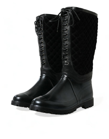 Bottes de pluie matelassées élégantes à lacets Dolce &amp; Gabbana