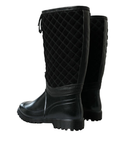 Bottes de pluie matelassées élégantes à lacets Dolce &amp; Gabbana