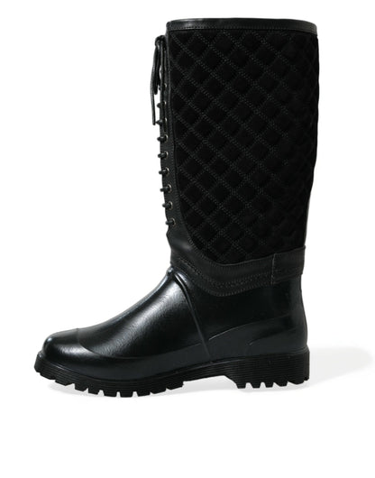 Bottes de pluie matelassées élégantes à lacets Dolce &amp; Gabbana