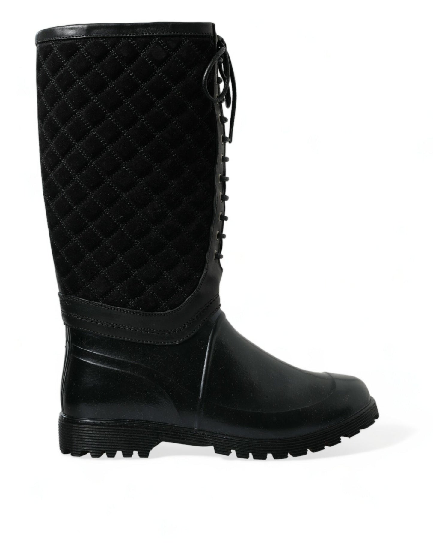 Bottes de pluie matelassées élégantes à lacets Dolce &amp; Gabbana
