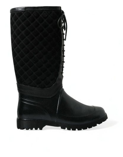 Bottes de pluie matelassées élégantes à lacets Dolce &amp; Gabbana