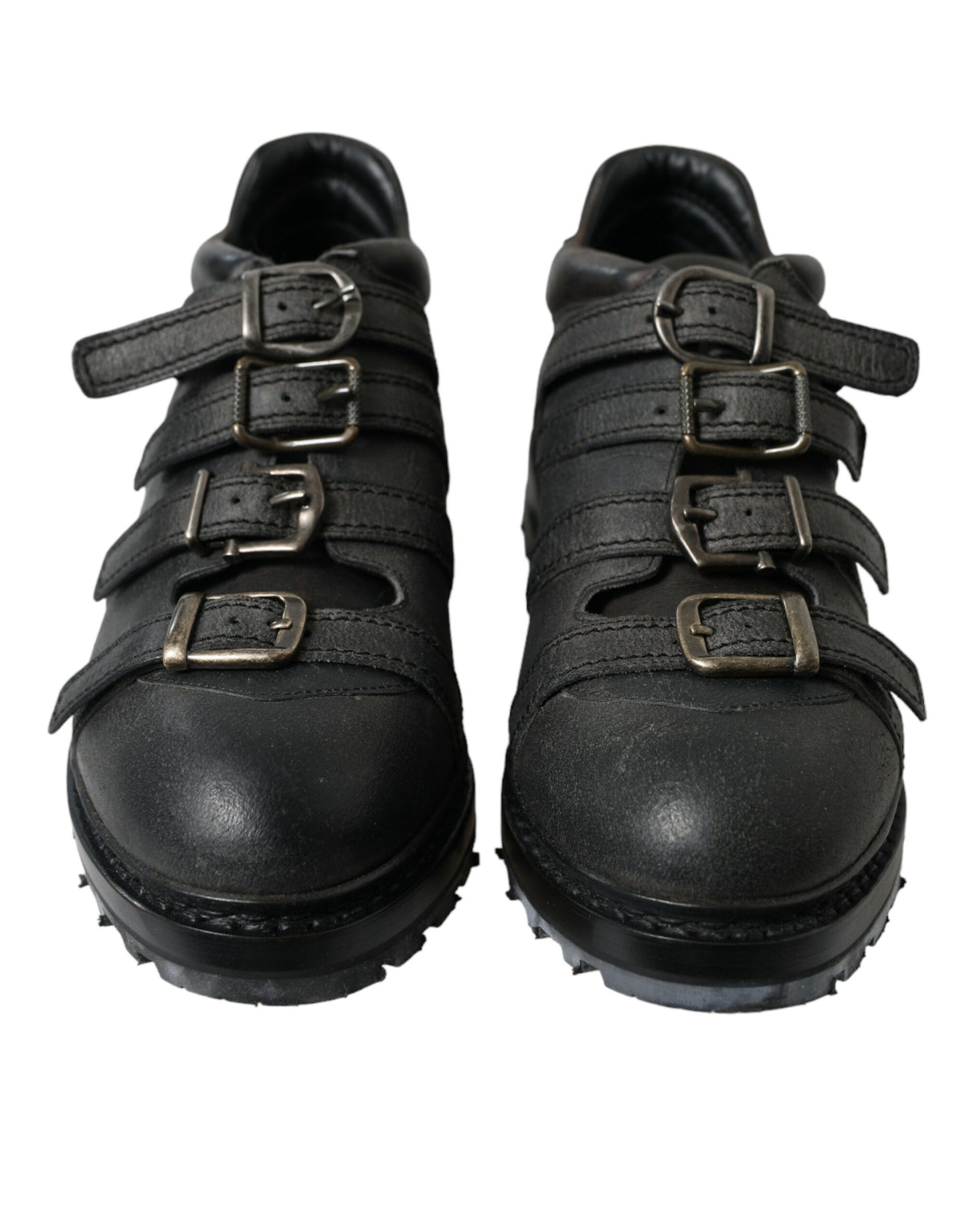 Bottines à brides en cuir noir Dolce &amp; Gabbana