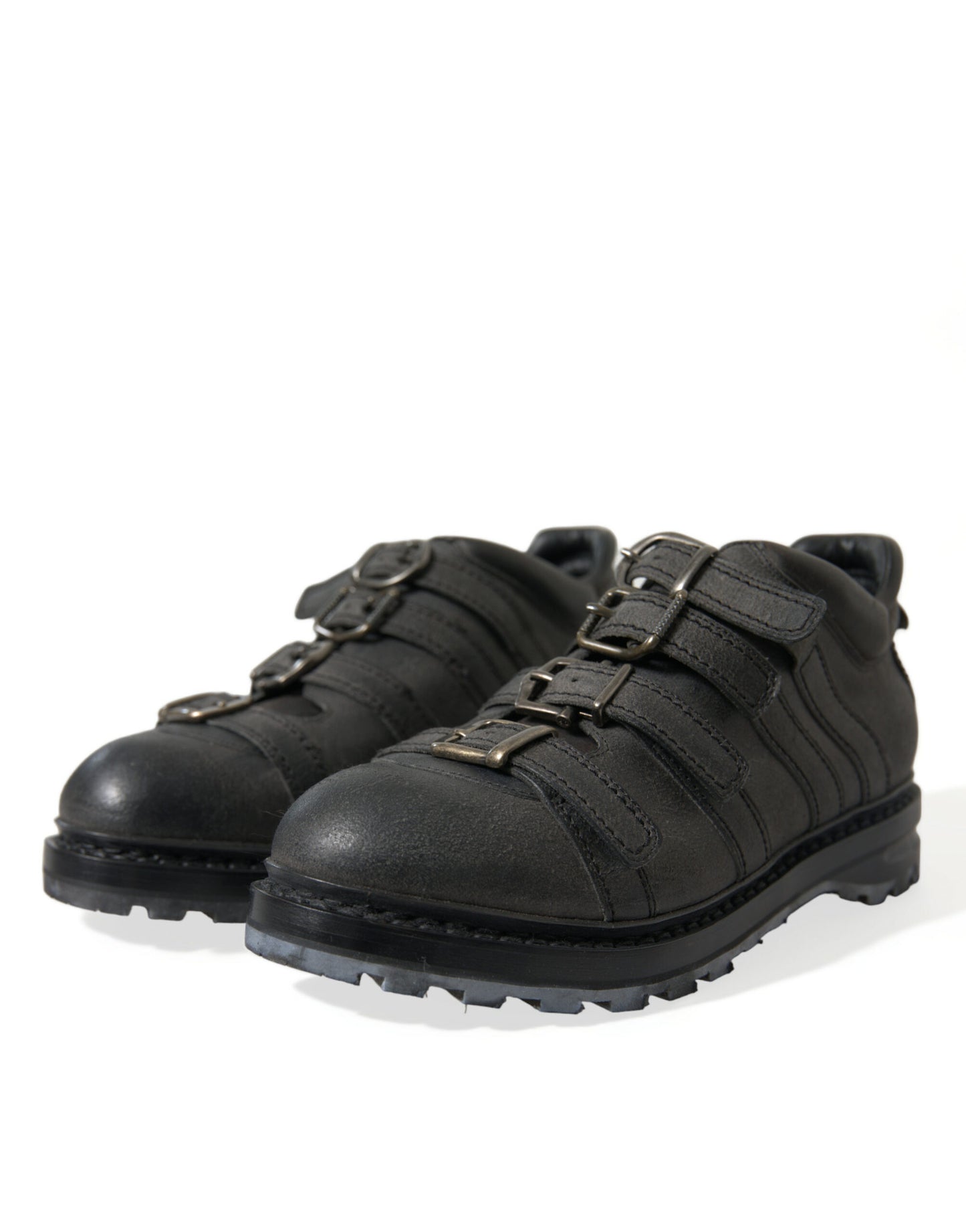 Bottines à brides en cuir noir Dolce &amp; Gabbana