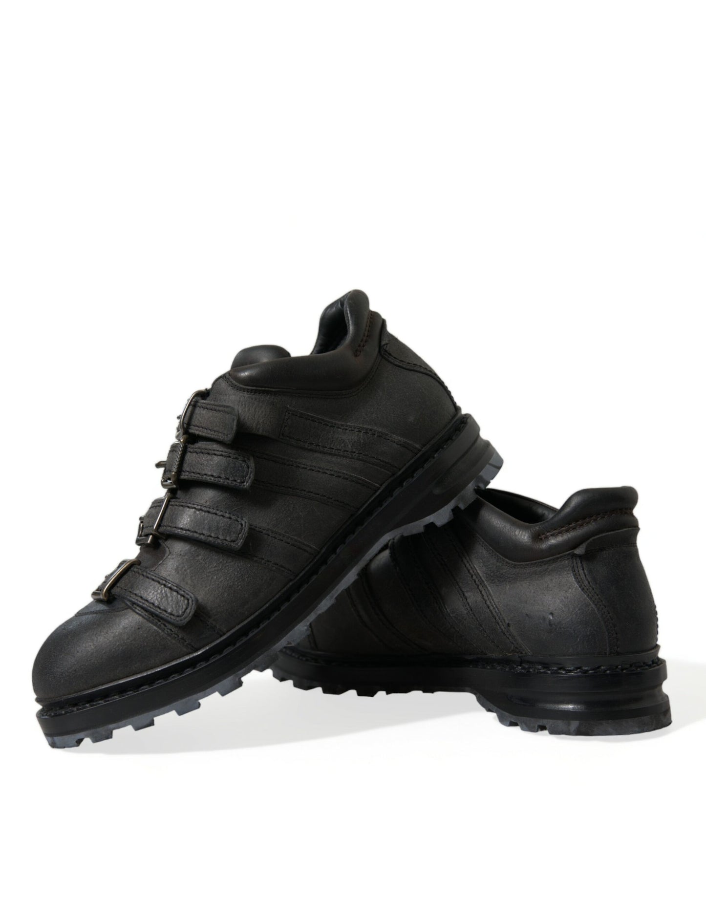 Bottines à brides en cuir noir Dolce &amp; Gabbana