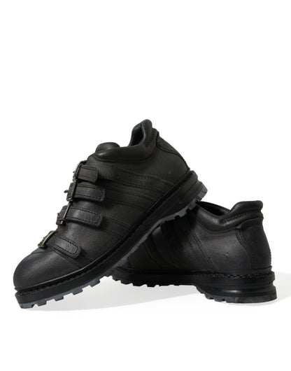 Bottines à brides en cuir noir Dolce &amp; Gabbana