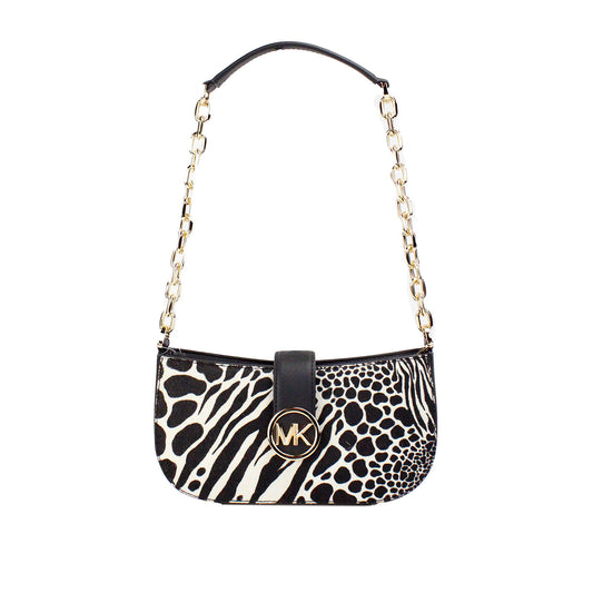 Petit sac à bandoulière Michael Kors Carmen en cuir de veau noir