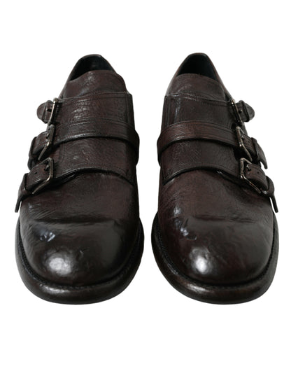 Chaussures habillées élégantes en cuir à triple boucle Dolce &amp; Gabbana