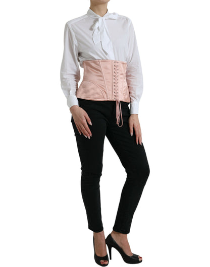 Dolce & Gabbana Pink Silk Stretch Belt Waist Strap Corset Top by Dolce & Gabbana