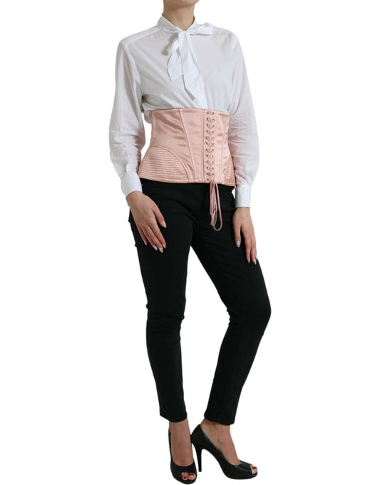 Dolce & Gabbana Pink Silk Stretch Belt Waist Strap Corset Top by Dolce & Gabbana