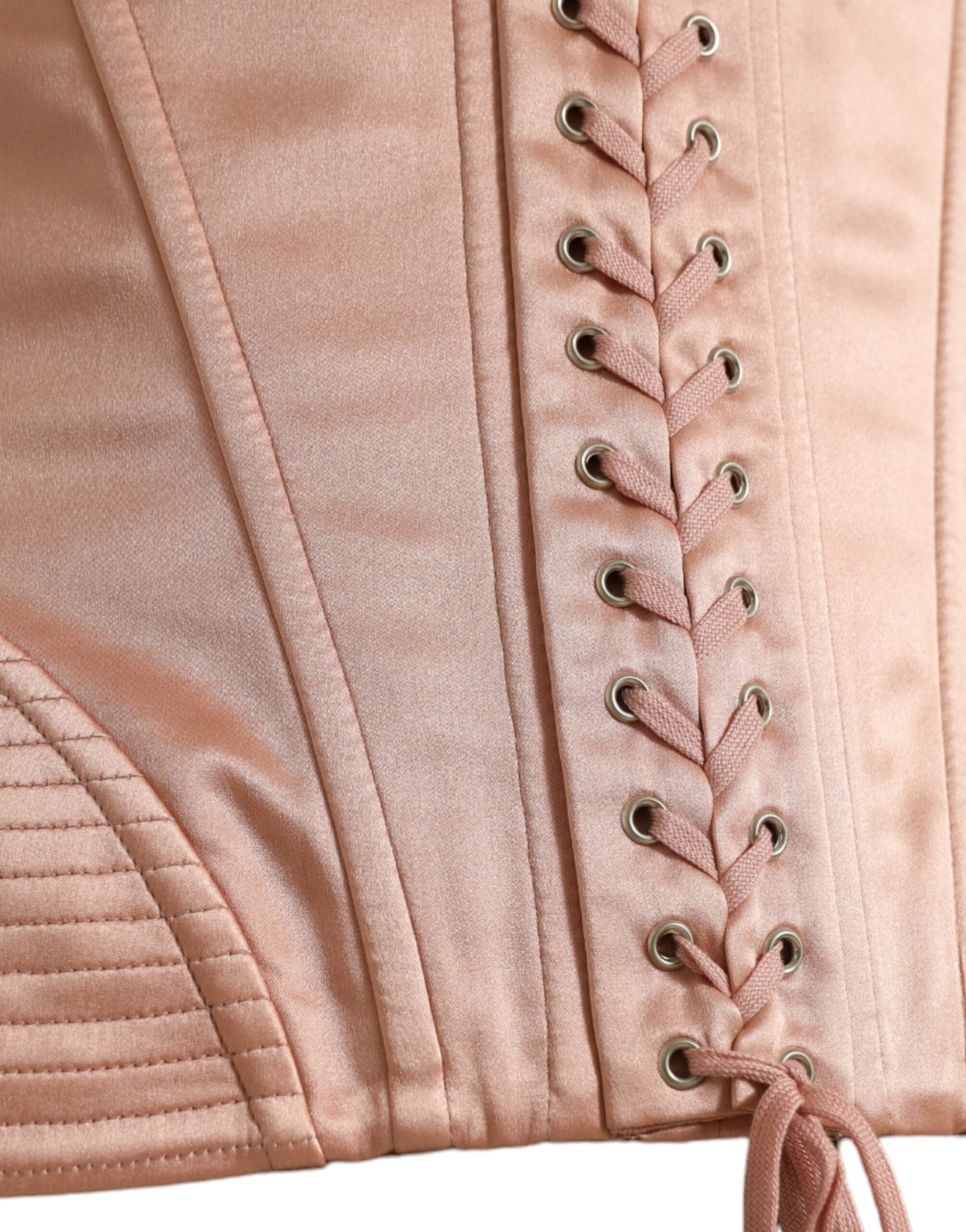 Dolce & Gabbana Pink Silk Stretch Belt Waist Strap Corset Top by Dolce & Gabbana
