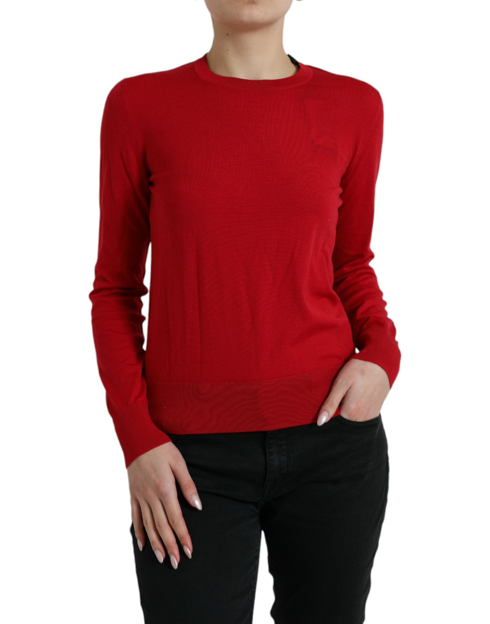 Dolce & Gabbana Red Wool Knitted Crew Neck Pullover Sweater by Dolce & Gabbana