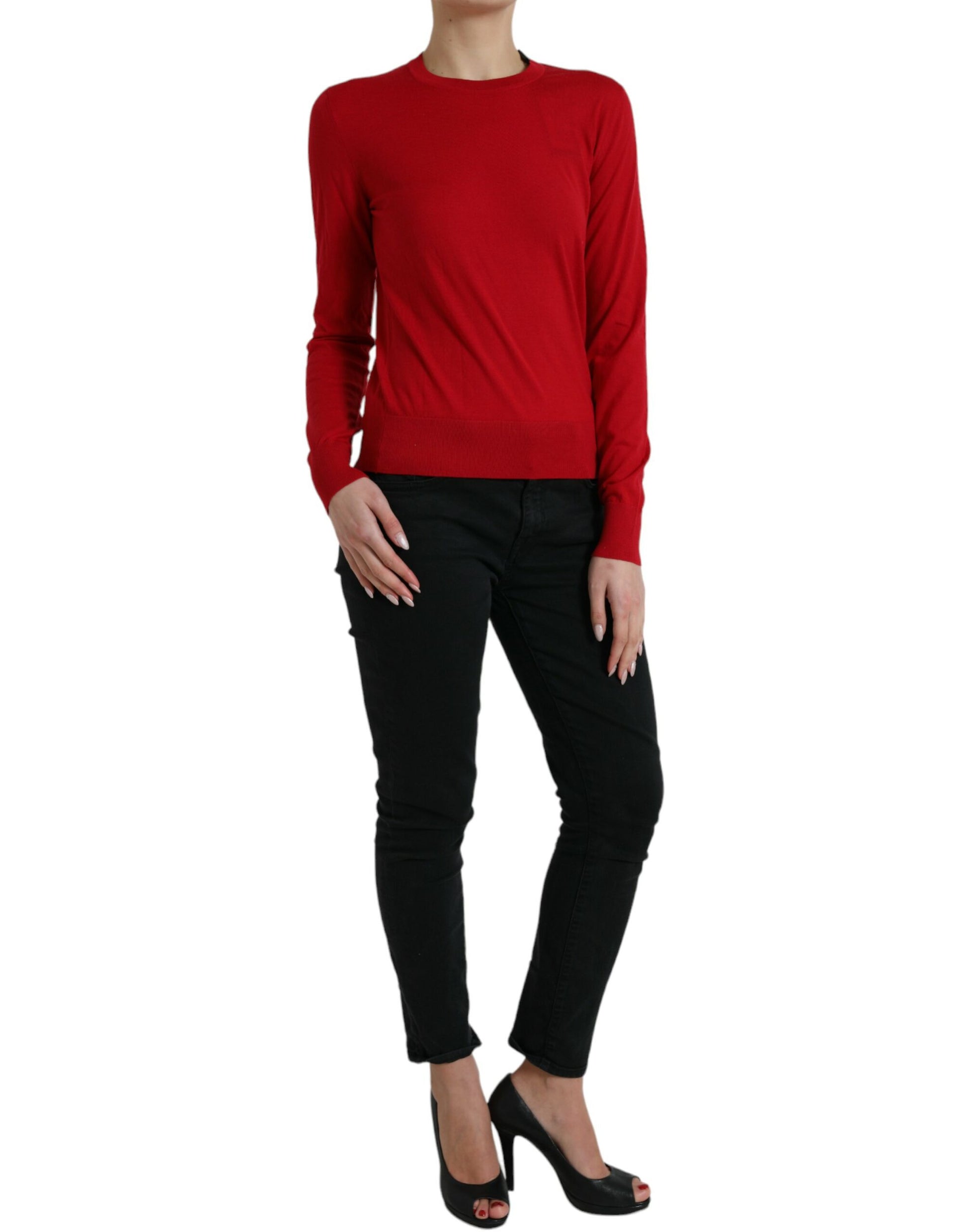 Dolce & Gabbana Red Wool Knitted Crew Neck Pullover Sweater by Dolce & Gabbana