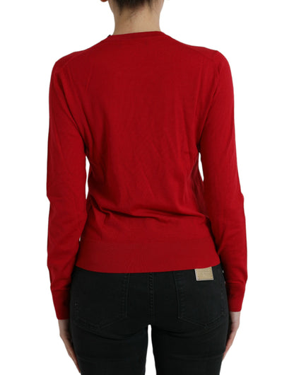 Dolce & Gabbana Red Wool Knitted Crew Neck Pullover Sweater by Dolce & Gabbana