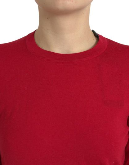 Dolce & Gabbana Red Wool Knitted Crew Neck Pullover Sweater by Dolce & Gabbana