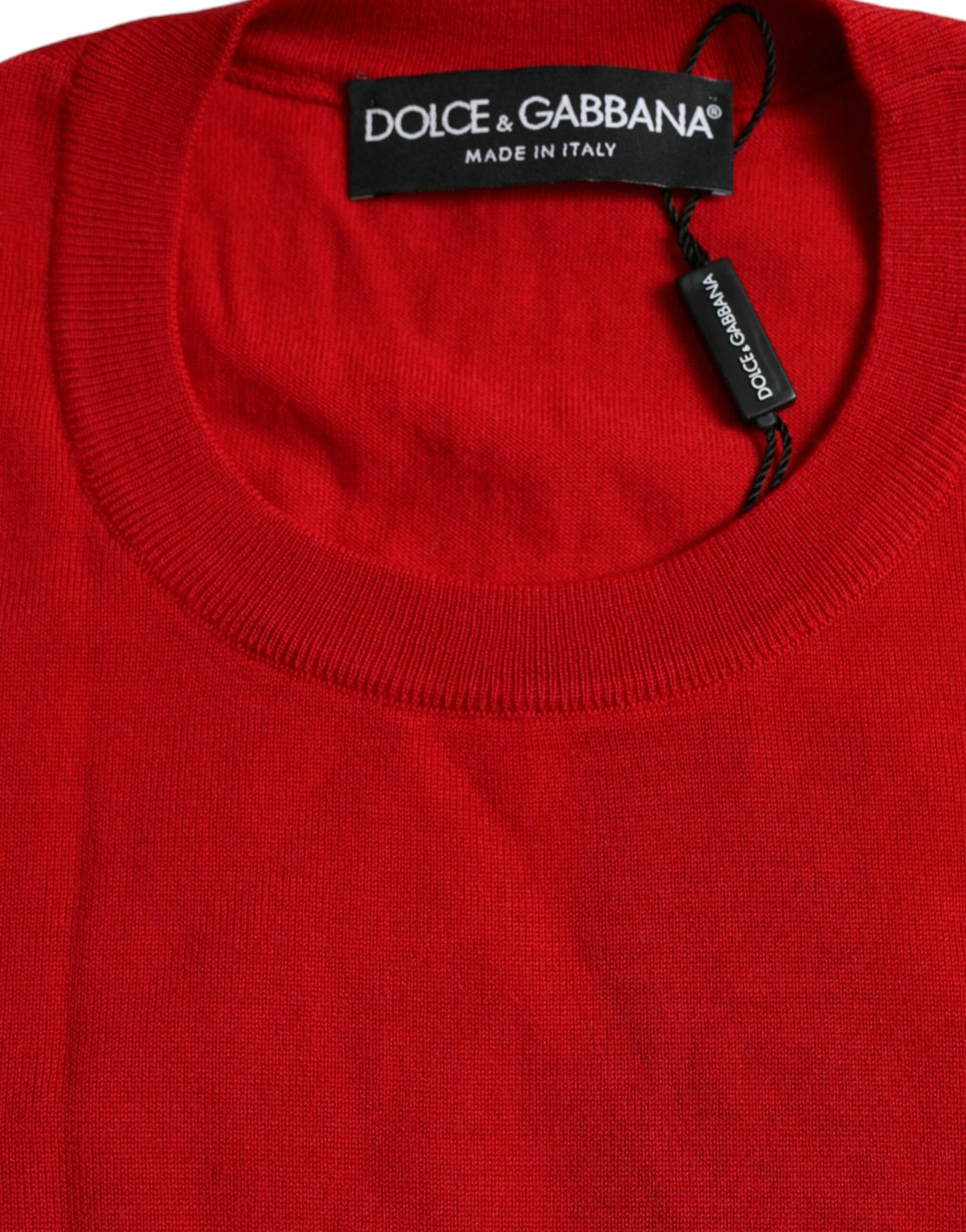 Dolce & Gabbana Red Wool Knitted Crew Neck Pullover Sweater by Dolce & Gabbana