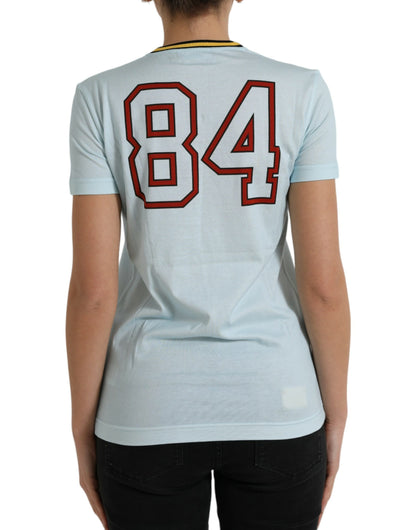 Dolce & Gabbana Light Blue Cotton Free Love Crew Neck T-shirt by Dolce & Gabbana