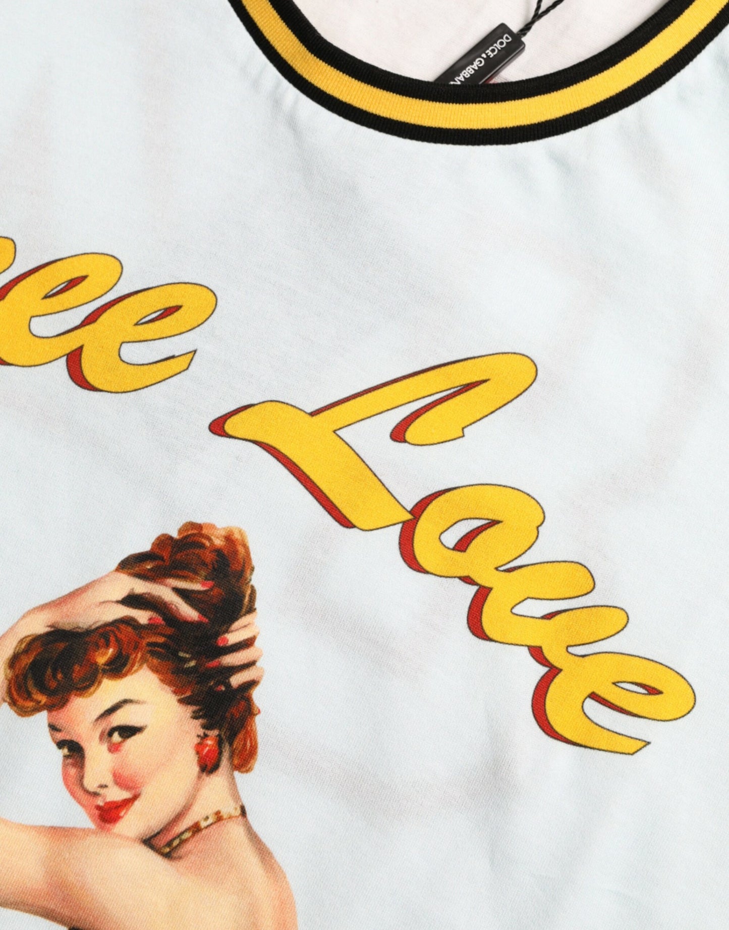 Dolce & Gabbana Light Blue Cotton Free Love Crew Neck T-shirt by Dolce & Gabbana