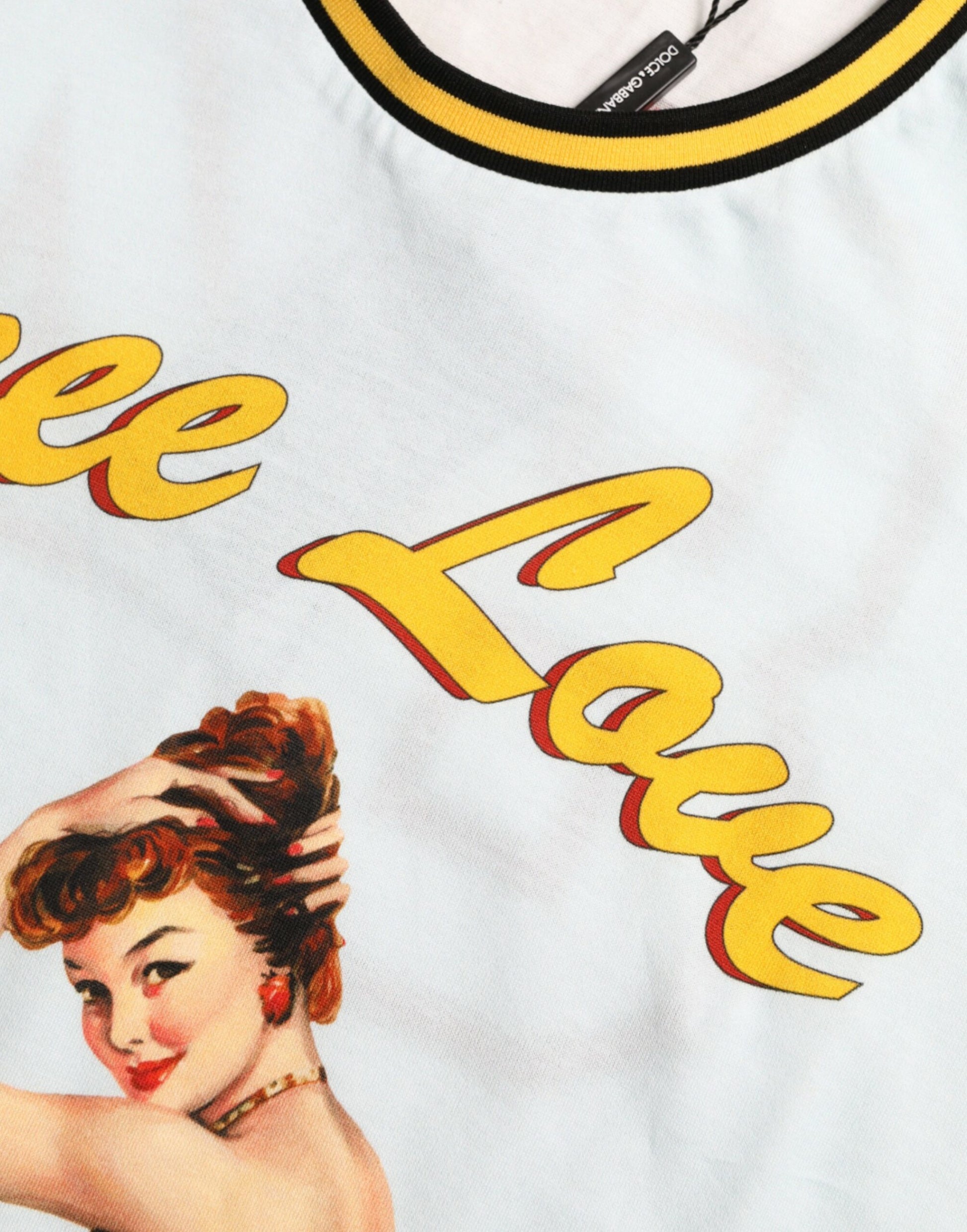Dolce & Gabbana Light Blue Cotton Free Love Crew Neck T-shirt by Dolce & Gabbana