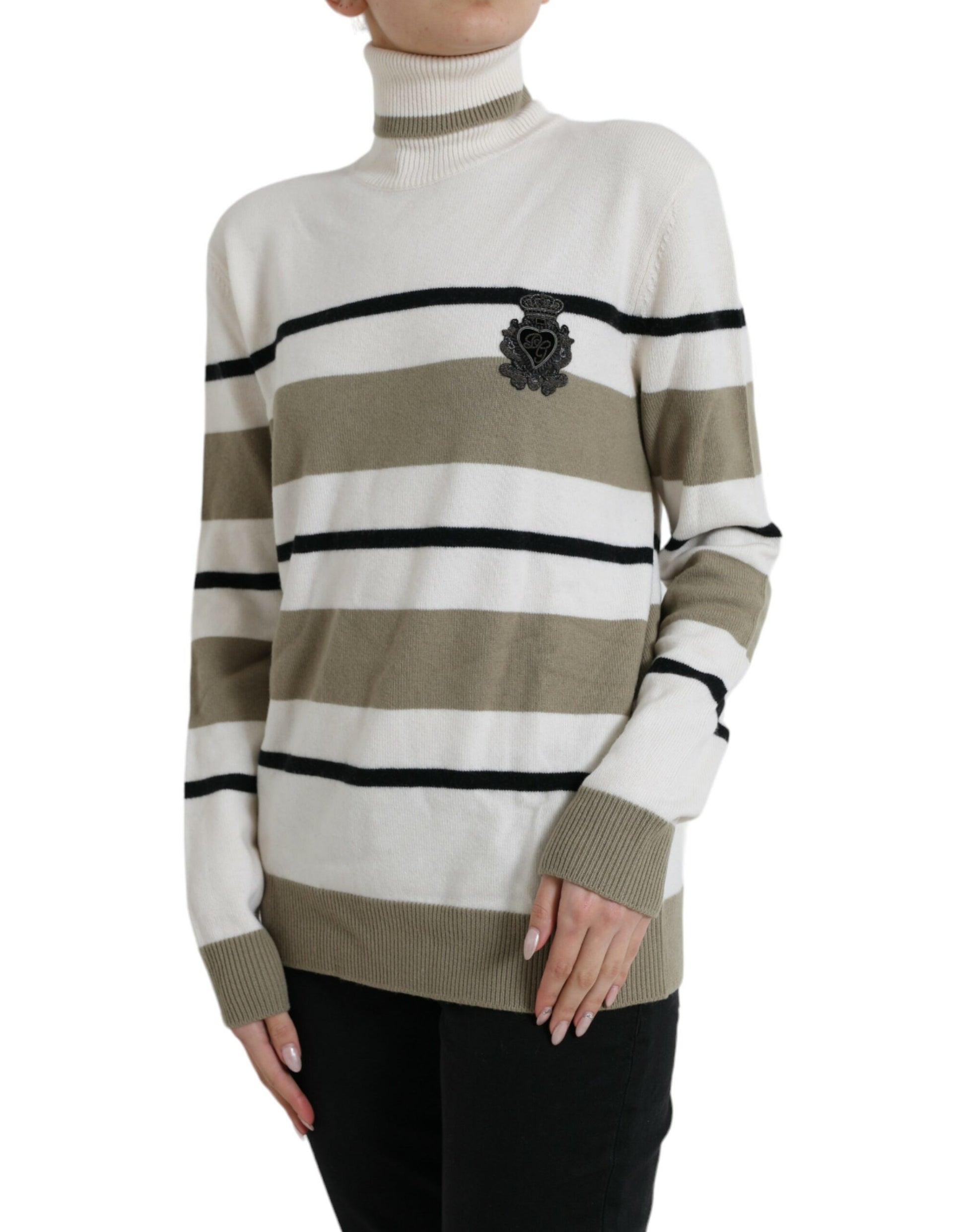 Dolce & Gabbana Multicolor Stripe Wool Logo Pullover Sweater by Dolce & Gabbana