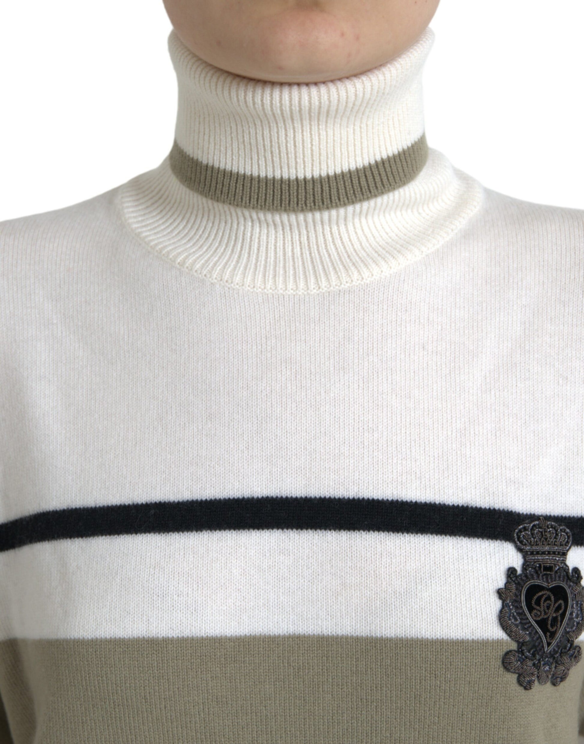 Dolce & Gabbana Multicolor Stripe Wool Logo Pullover Sweater by Dolce & Gabbana