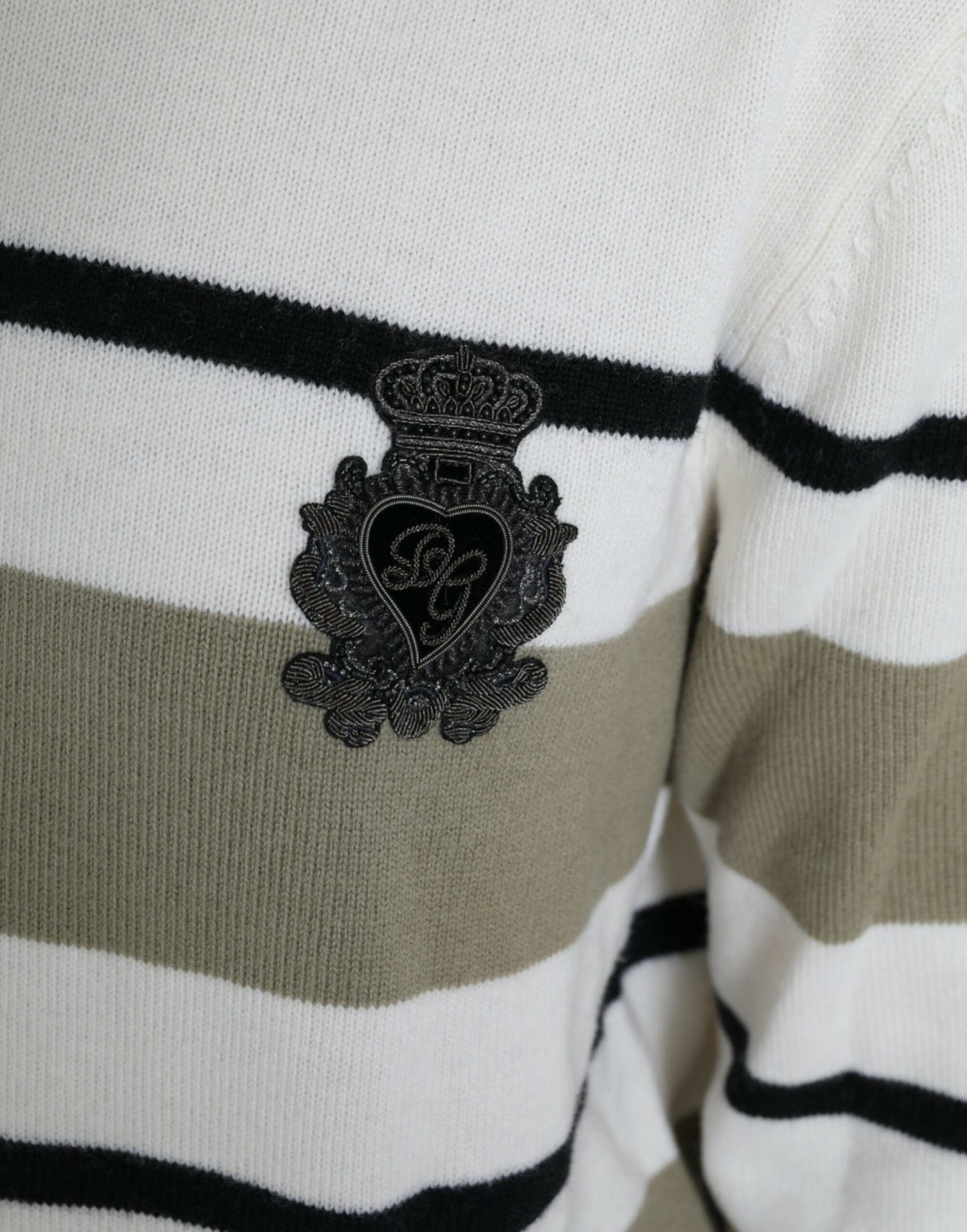 Dolce & Gabbana Multicolor Stripe Wool Logo Pullover Sweater by Dolce & Gabbana