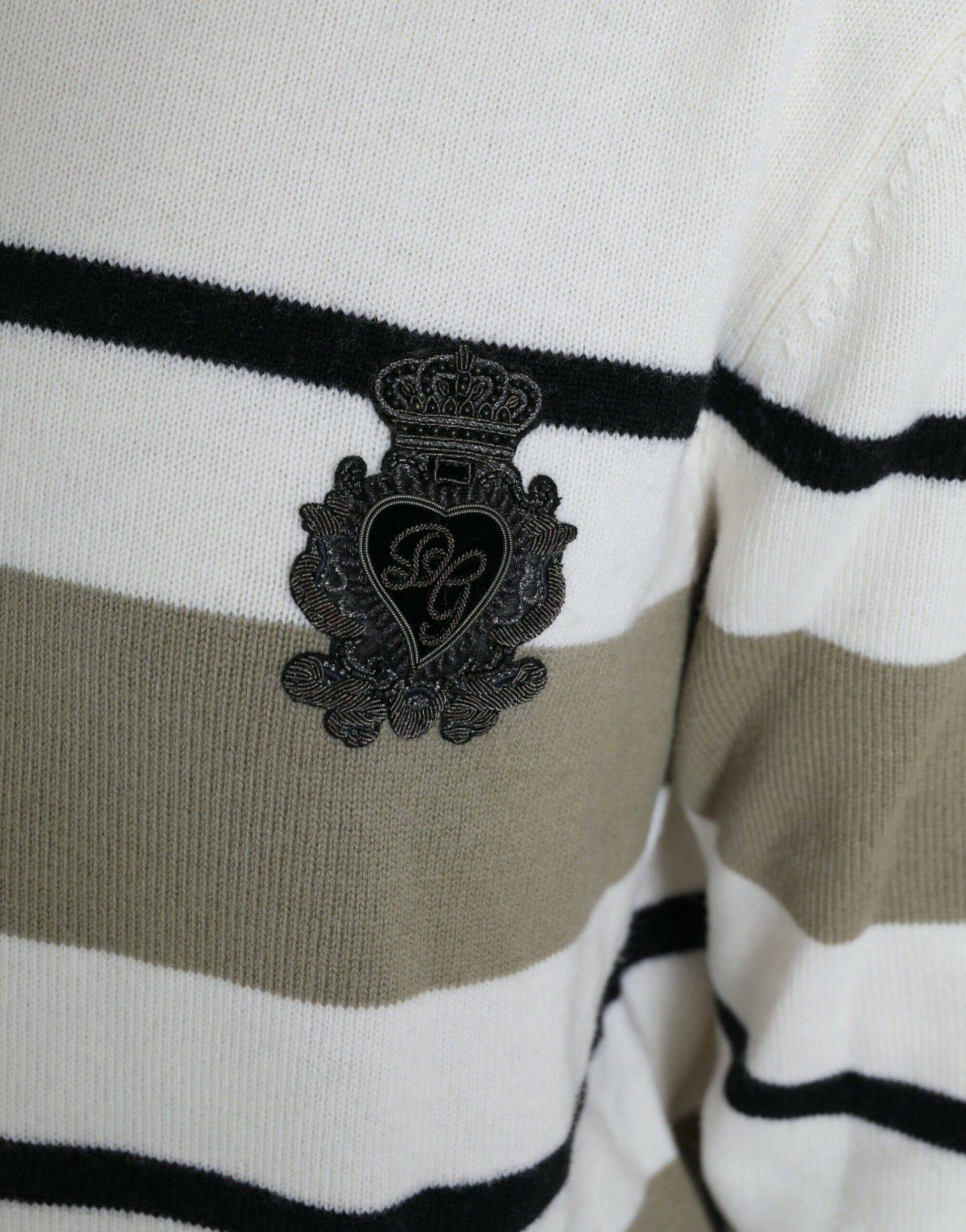 Dolce & Gabbana Multicolor Stripe Wool Logo Pullover Sweater by Dolce & Gabbana