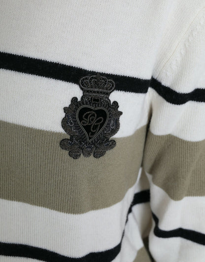 Dolce & Gabbana Multicolor Stripe Wool Logo Pullover Sweater by Dolce & Gabbana