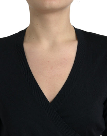 Dolce & Gabbana Black Wool V-neck Crossed Cardigan Sweater by Dolce & Gabbana