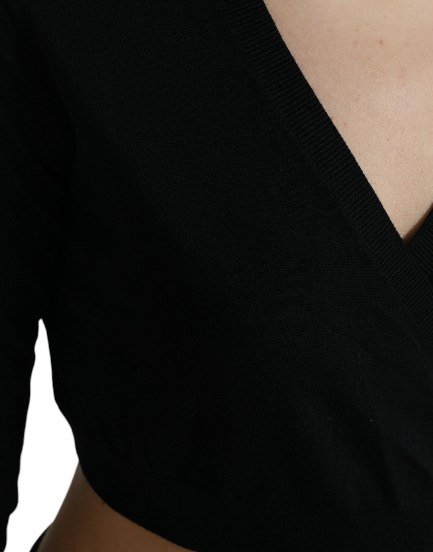 Dolce & Gabbana Black Wool V-neck Crossed Cardigan Sweater by Dolce & Gabbana