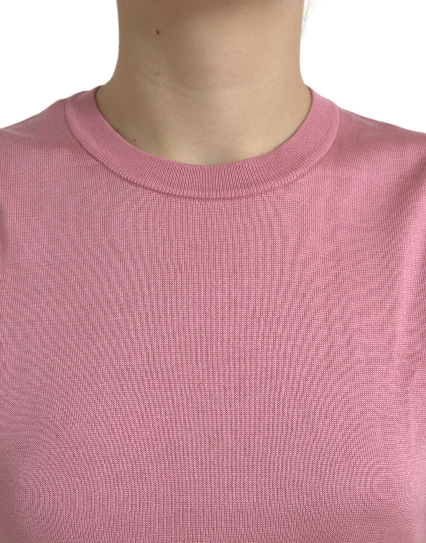 Dolce & Gabbana Pink Crew Neck Cropped Sleeveless Tank Top by Dolce & Gabbana