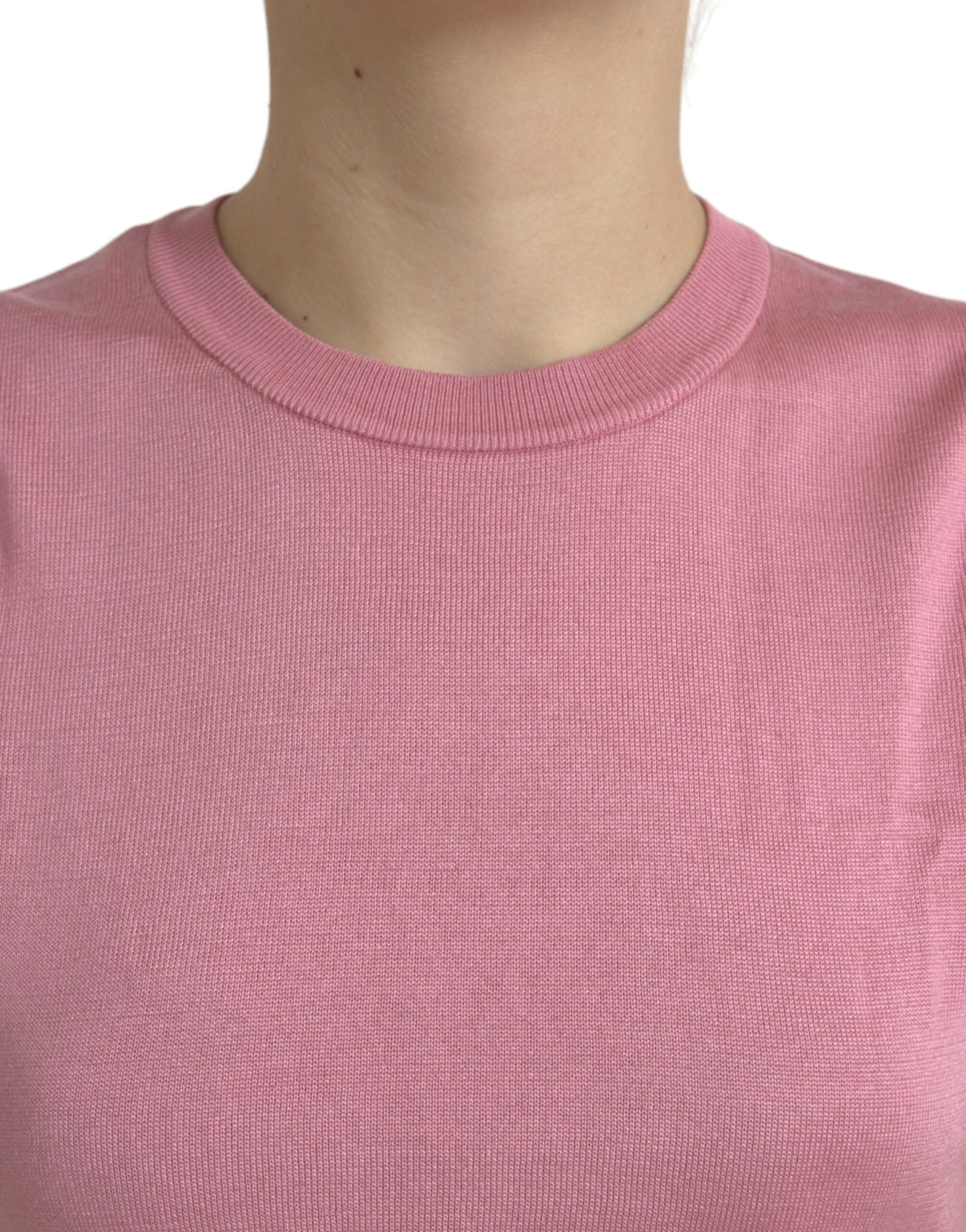 Dolce & Gabbana Pink Crew Neck Cropped Sleeveless Tank Top by Dolce & Gabbana