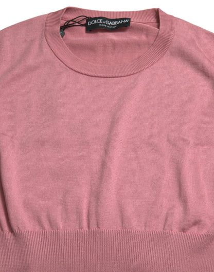 Dolce & Gabbana Pink Crew Neck Cropped Sleeveless Tank Top by Dolce & Gabbana