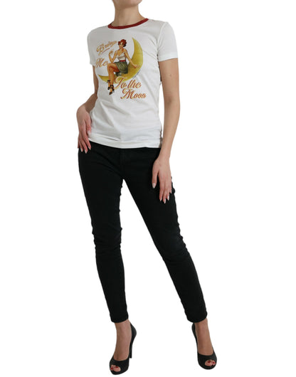 Dolce & Gabbana White Bring Me To The Moon T-shirt Top by Dolce & Gabbana
