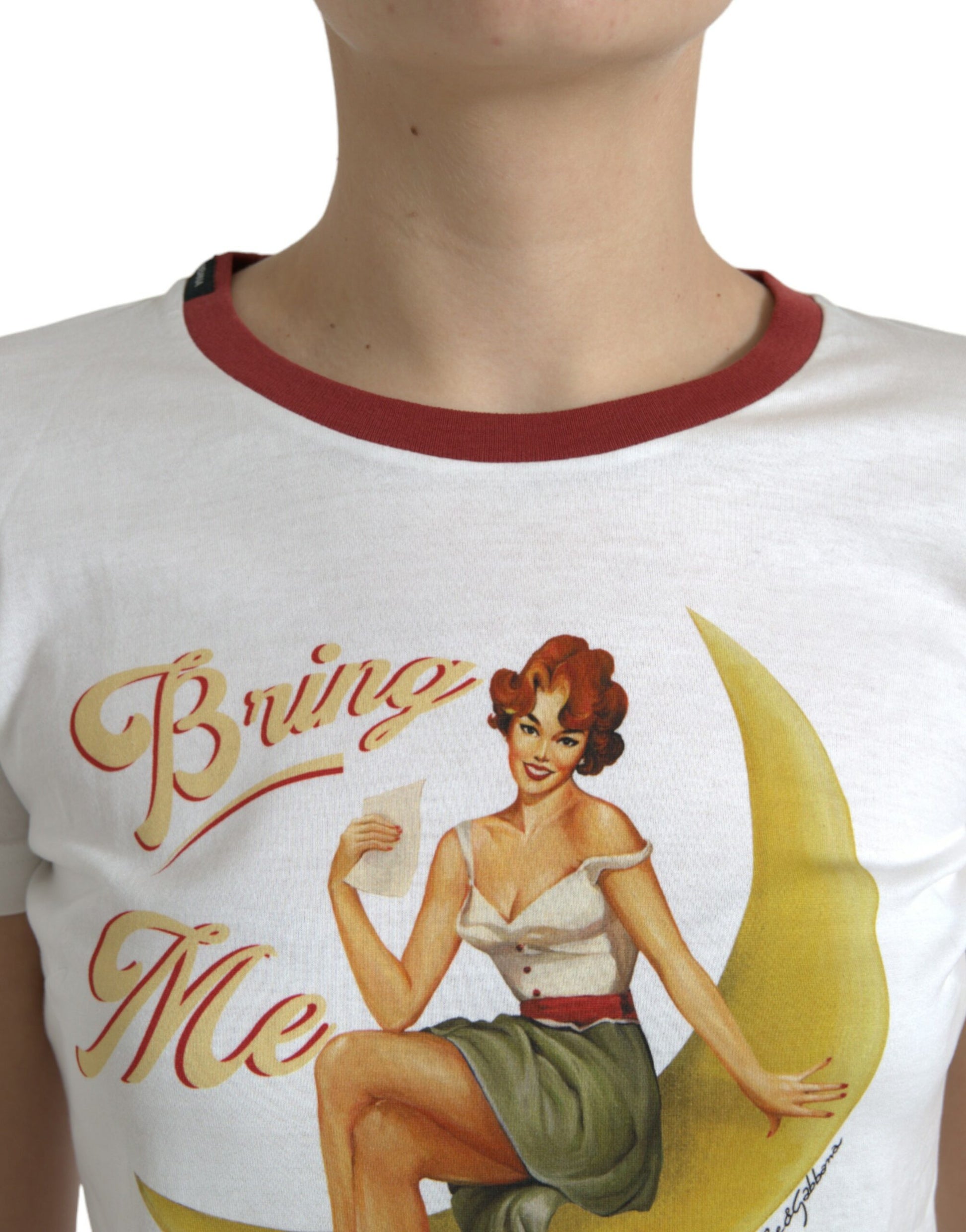 Dolce & Gabbana White Bring Me To The Moon T-shirt Top by Dolce & Gabbana