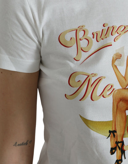 Dolce & Gabbana White Bring Me To The Moon T-shirt Top by Dolce & Gabbana