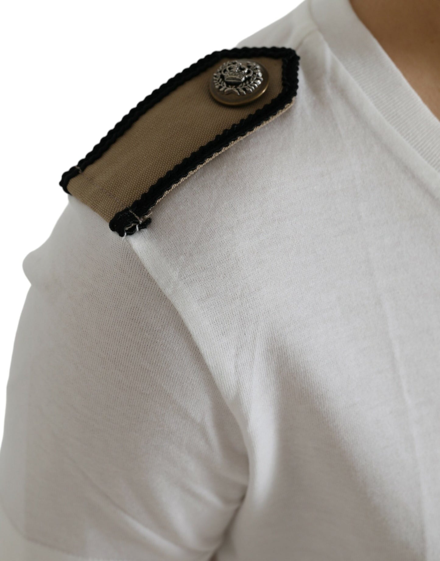 Dolce & Gabbana White Black Roses Crewneck Cotton T-shirt by Dolce & Gabbana