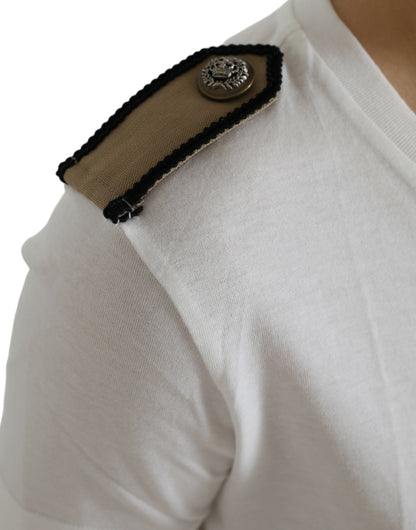 Dolce & Gabbana White Black Roses Crewneck Cotton T-shirt by Dolce & Gabbana