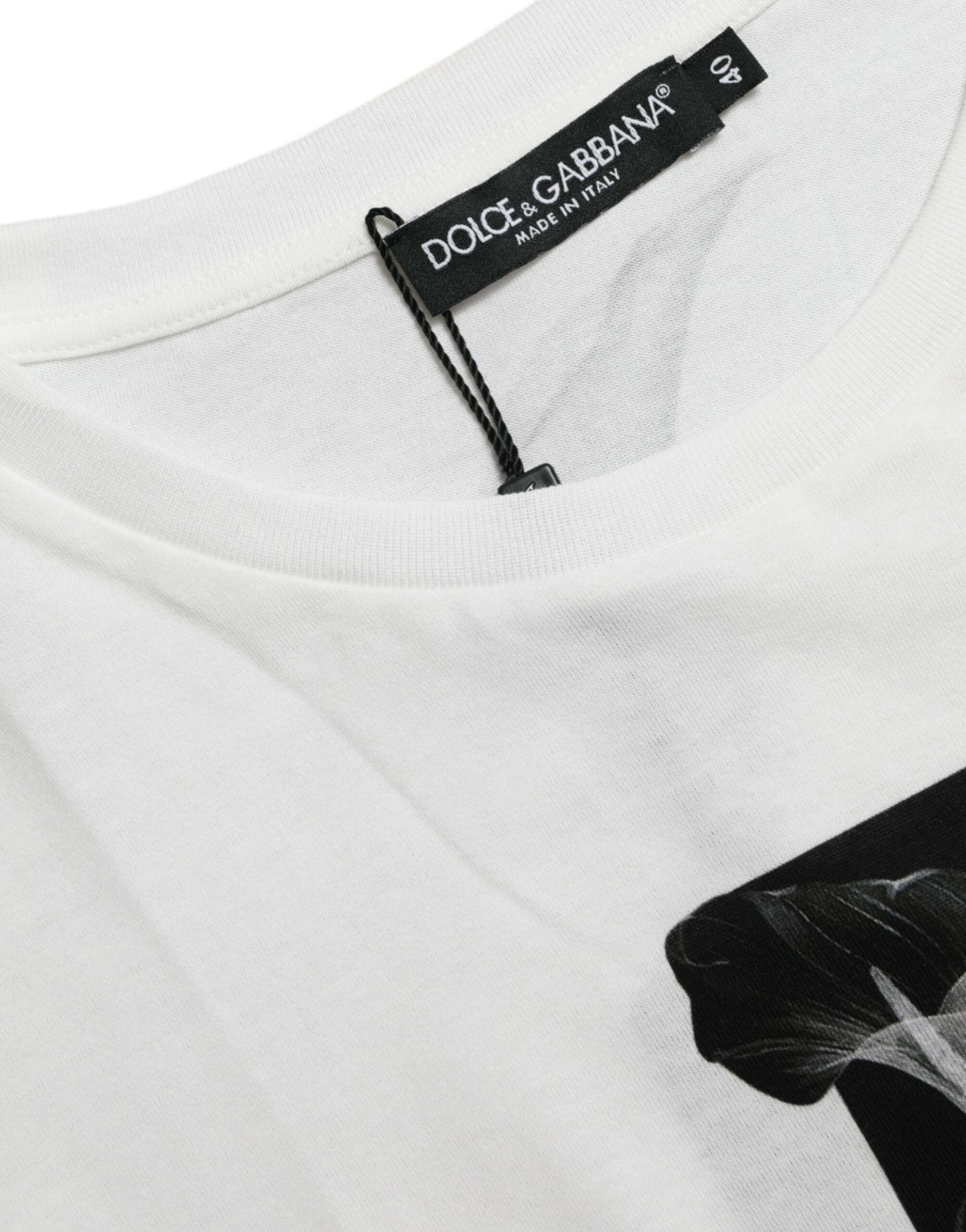 Dolce & Gabbana White Black Roses Crewneck Cotton T-shirt by Dolce & Gabbana