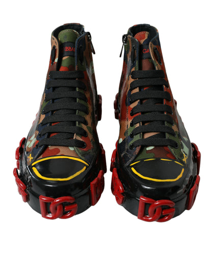 Dolce & Gabbana Multicolor Camouflage High Top Sneakers Shoes by Dolce & Gabbana