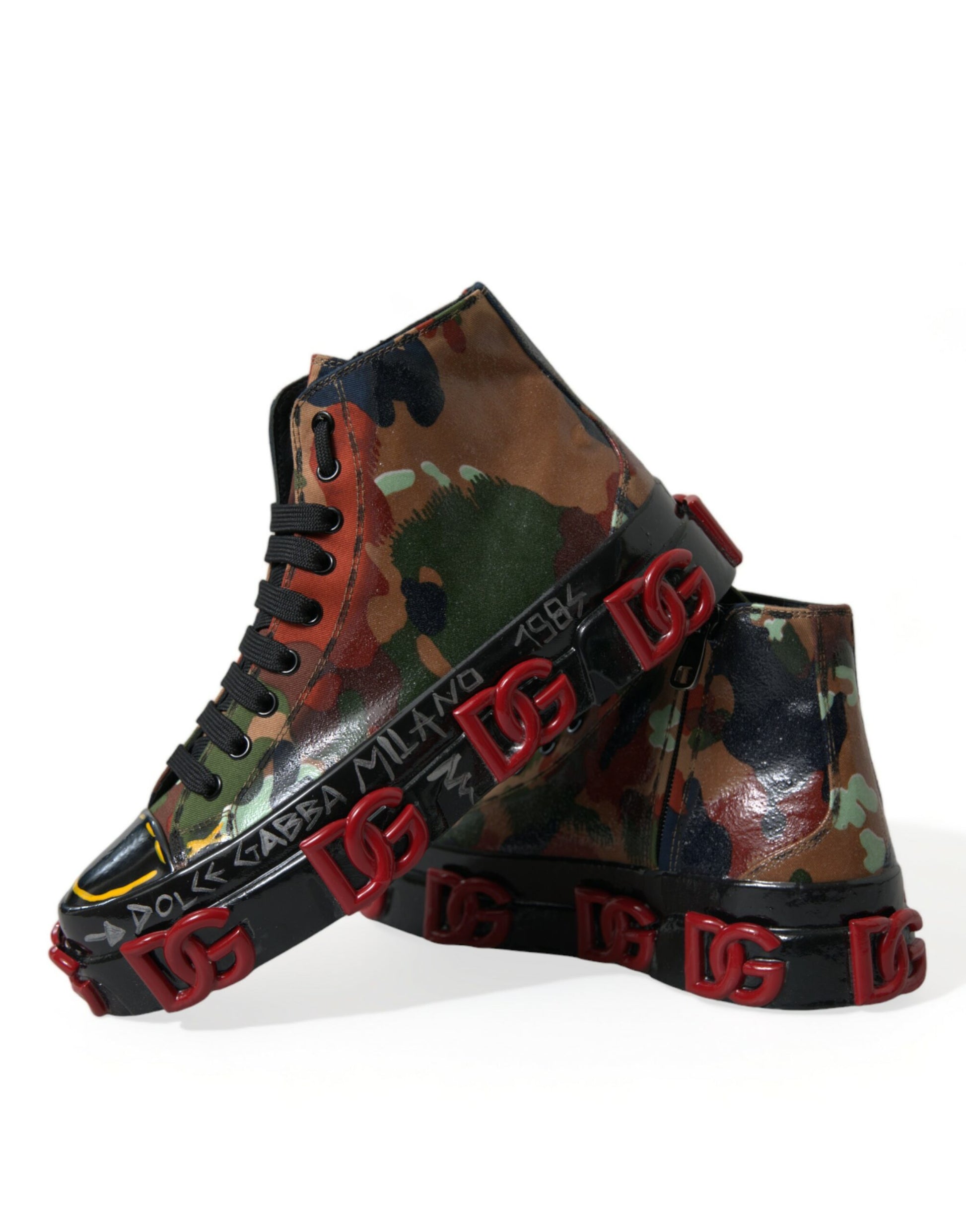Dolce & Gabbana Multicolor Camouflage High Top Sneakers Shoes by Dolce & Gabbana