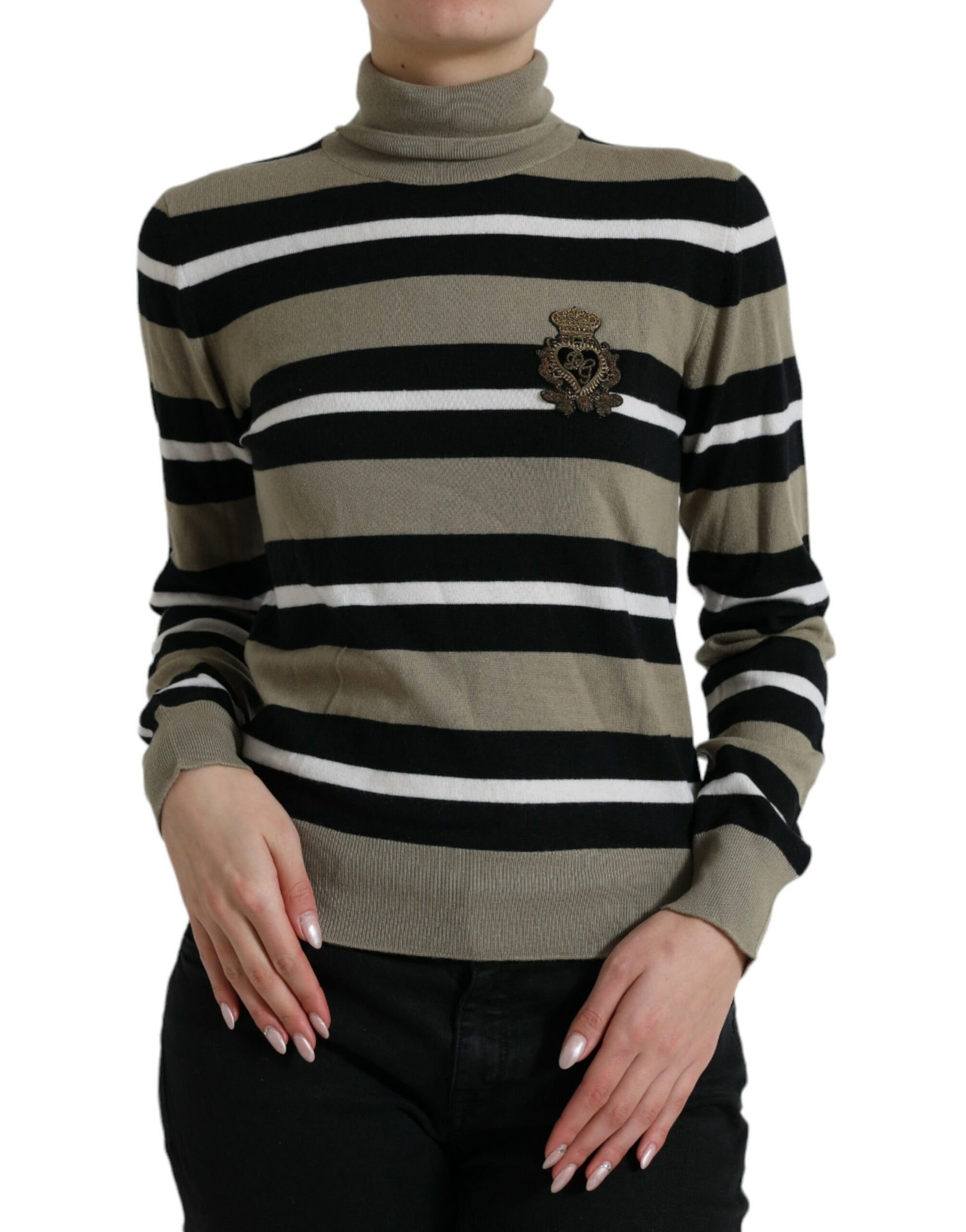 Dolce & Gabbana Multicolor Stripe Wool Logo Pullover Sweater by Dolce & Gabbana