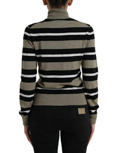 Dolce & Gabbana Multicolor Stripe Wool Logo Pullover Sweater by Dolce & Gabbana