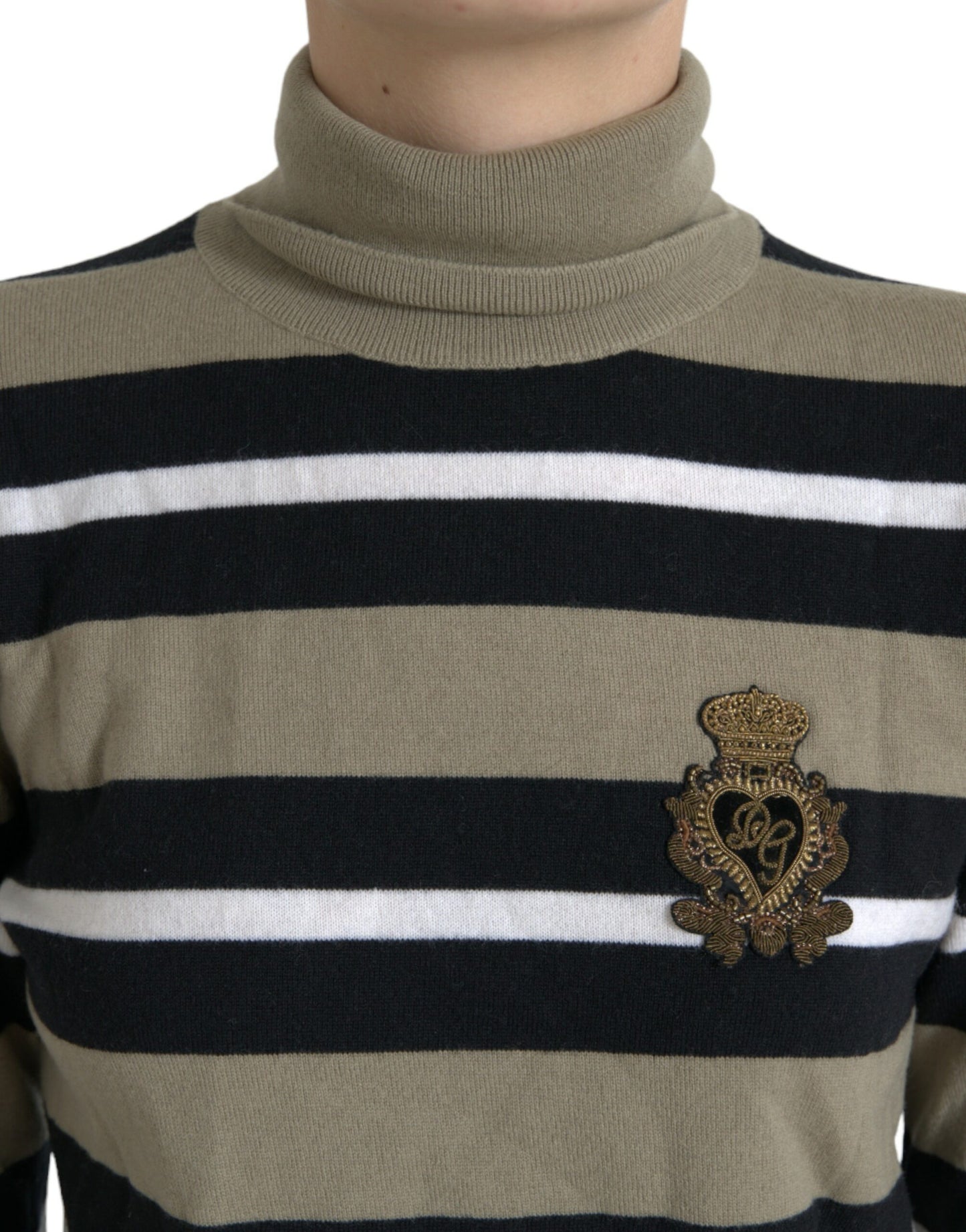 Dolce & Gabbana Multicolor Stripe Wool Logo Pullover Sweater by Dolce & Gabbana
