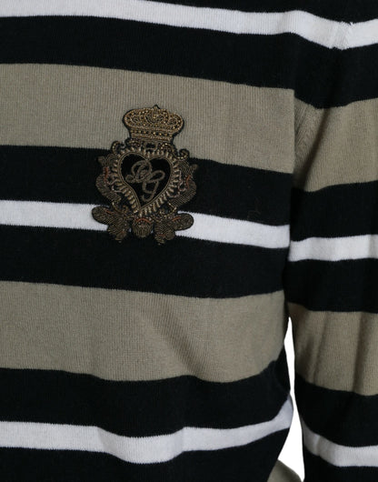 Dolce & Gabbana Multicolor Stripe Wool Logo Pullover Sweater by Dolce & Gabbana